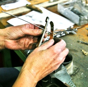 assembly of wooden boards of the knife