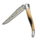 Blond Horn tip Laguiole knife with Damascus blade - Image 1370