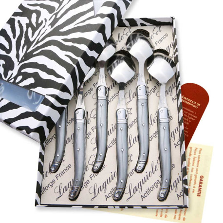 Box of 6 gray Laguiole ABS soup spoons - Image 2628