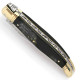 Laguiole black horn brass bolster 12cm + a wooden box + a rifle + a suede case - Image 2547