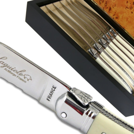 Laguiole steak knives ABS luxury white with micro-serrated-blade - Image 1289