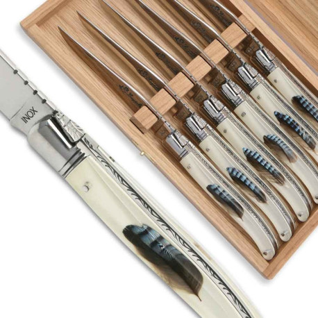 Laguiole steak knives with feather jay bird - Image 1924